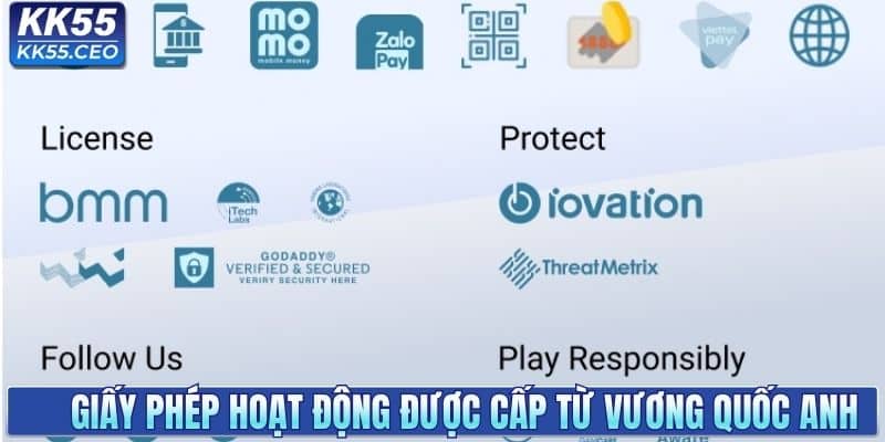 Giấy phép hoạt động được cấp từ Vương Quốc Anh